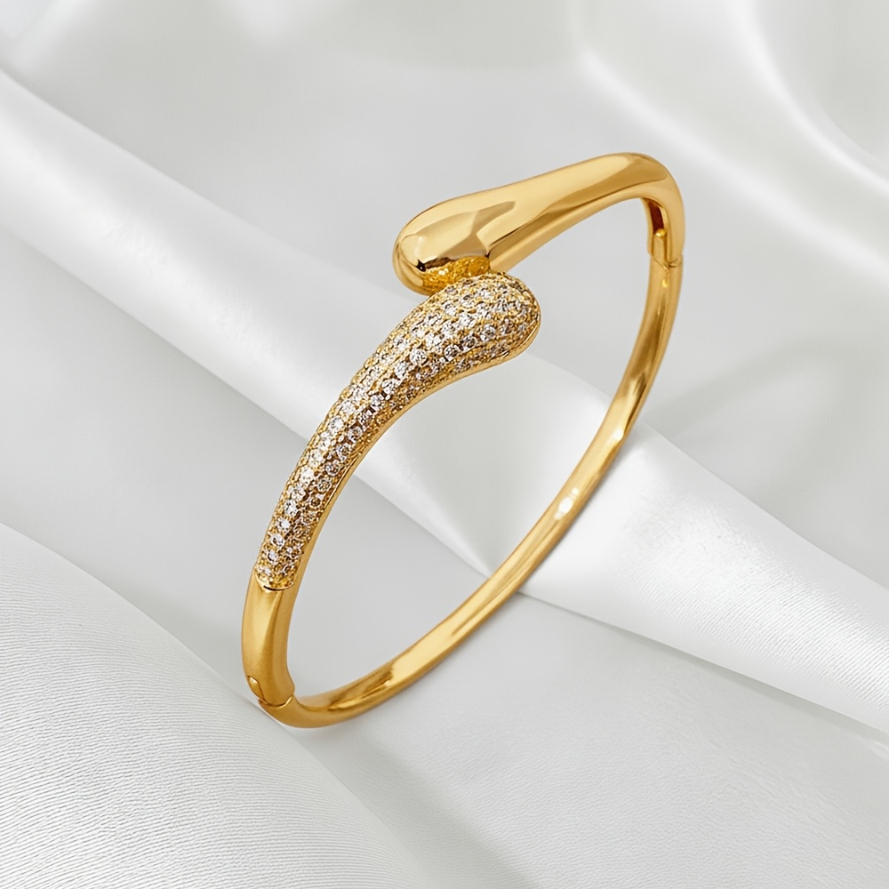 Women's Exquisite Inlaid Golden Snake Bangle Bracelet